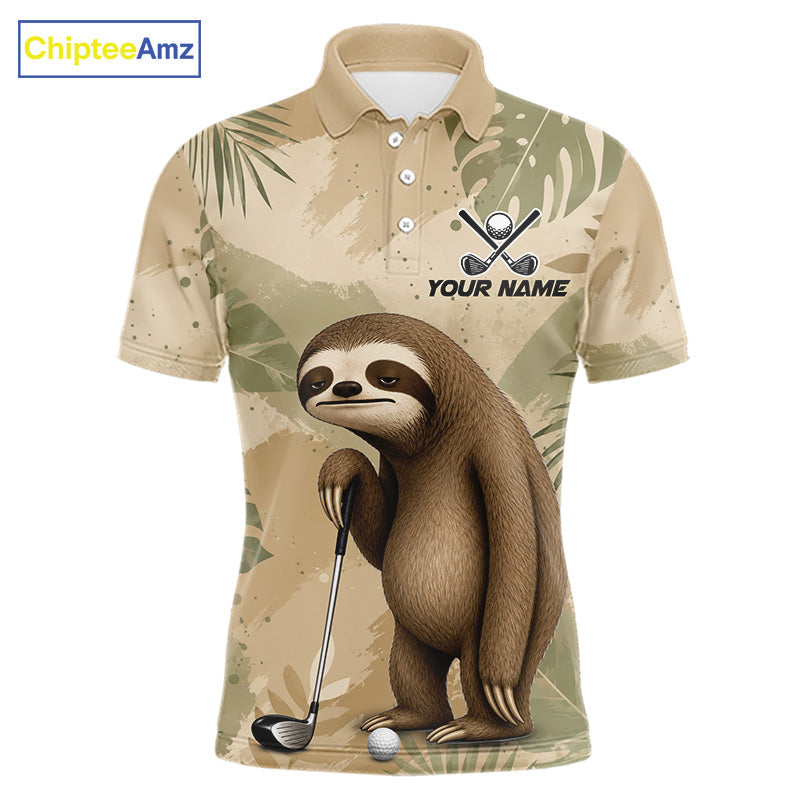 Personalized Sloth Golf Polo Shirt, Funny Lazy Sloth Performance Golf Shirt Custom Name