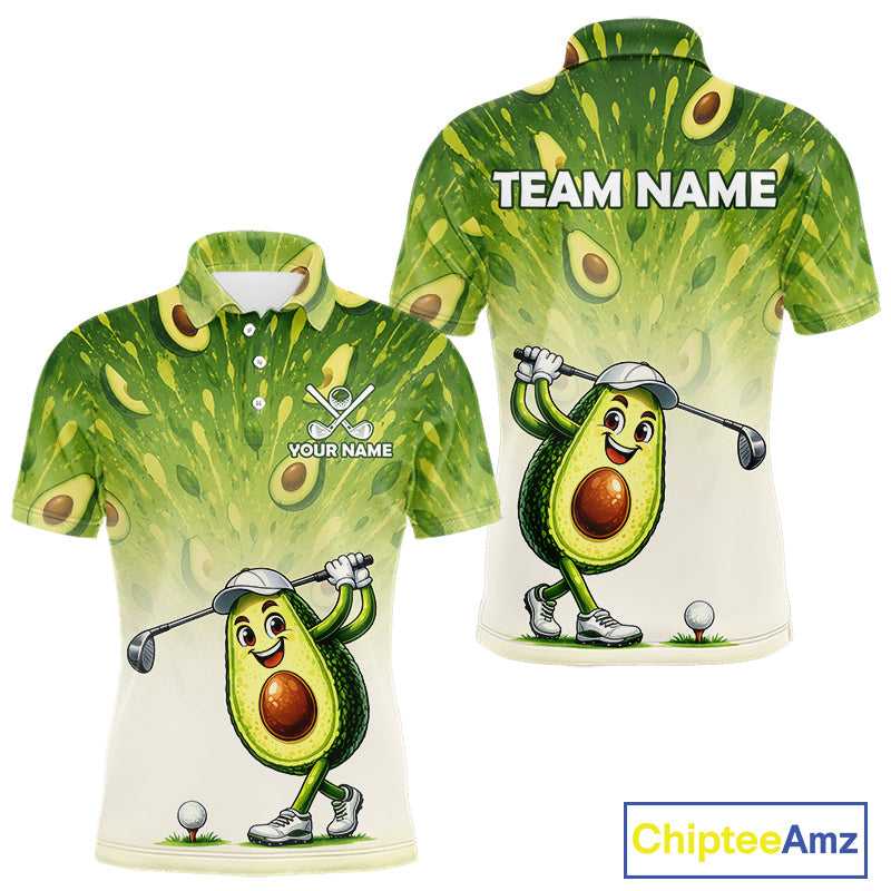 Custom Avocado Golf Polo Shirt - Personalized Funny Fruit Golf Tee