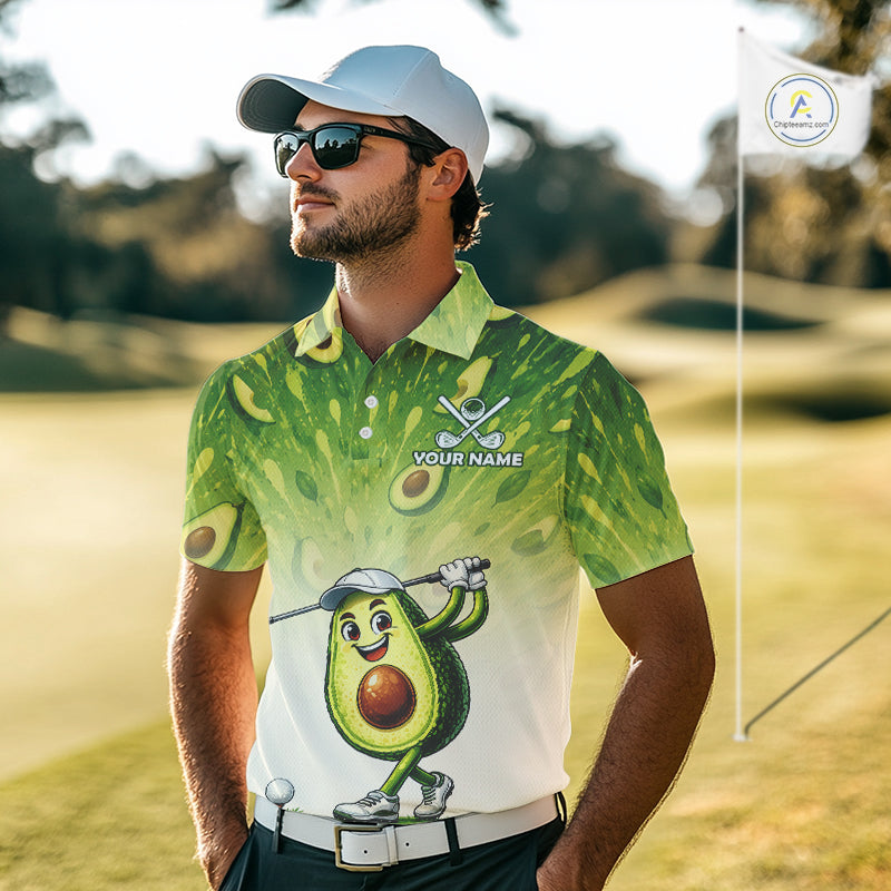 Custom Avocado Golf Polo Shirt - Personalized Funny Fruit Golf Tee