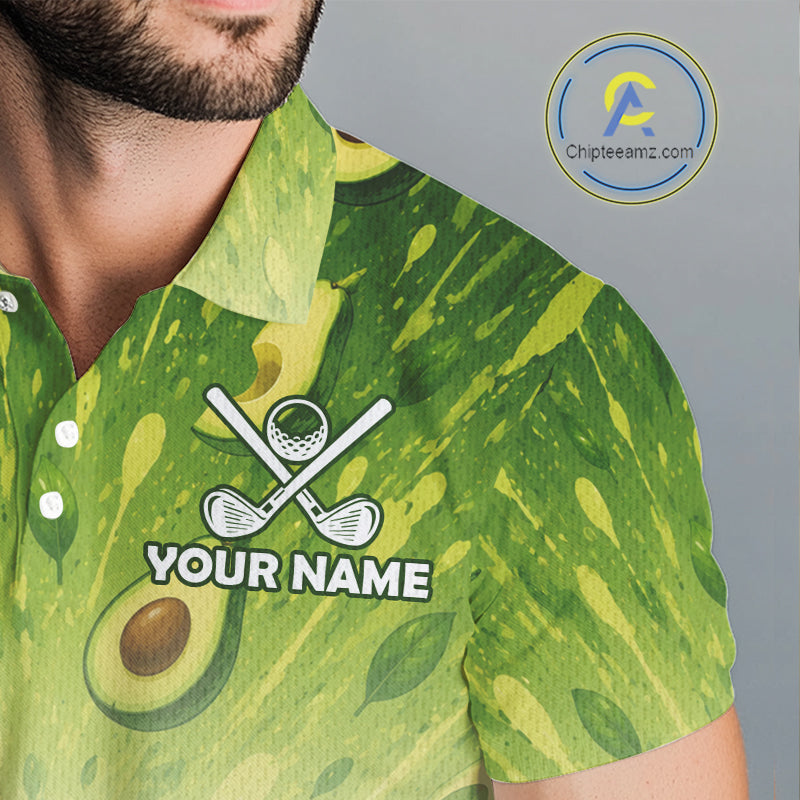 Custom Avocado Golf Polo Shirt - Personalized Funny Fruit Golf Tee