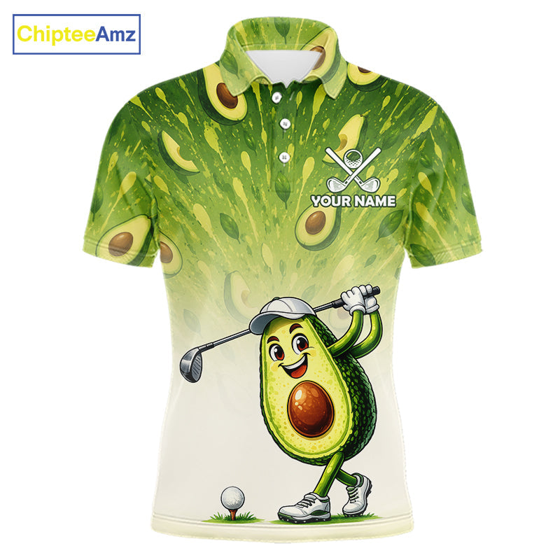 Custom Avocado Golf Polo Shirt - Personalized Funny Fruit Golf Tee
