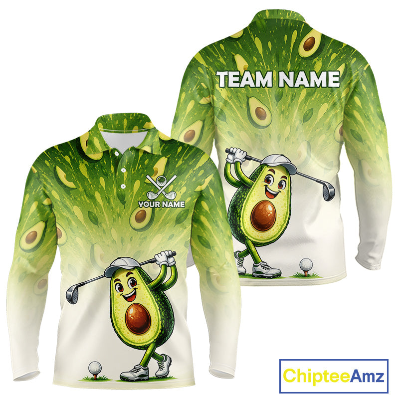 Custom Avocado Golf Polo Shirt - Personalized Funny Fruit Golf Tee