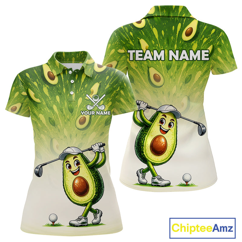 Custom Avocado Golf Polo Shirt - Personalized Funny Fruit Golf Tee