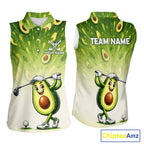 Custom Avocado Sleeveless Golf Polo Shirt - Personalized Funny Fruit Golf Tee