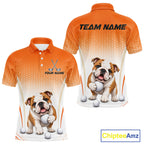Custom Bulldog Golf Lover Orange Polo Shirt, Personalized Golf Polo Shirt With Dog