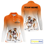 Custom Bulldog Golf Lover Orange Polo Shirt, Personalized Golf Polo Shirt With Dog