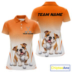 Custom Bulldog Golf Lover Orange Polo Shirt, Personalized Golf Polo Shirt With Dog