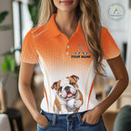 Custom Bulldog Golf Lover Orange Polo Shirt, Personalized Golf Polo Shirt With Dog