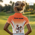 Custom Bulldog Golf Lover Orange Polo Shirt, Personalized Golf Polo Shirt With Dog