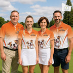Custom Bulldog Golf Lover Orange Polo Shirt, Personalized Golf Polo Shirt With Dog