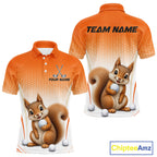 Custom Squirrel Golf Lover Orange Polo Shirt, Personalized Golf Polo Shirt With Dog