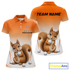 Custom Squirrel Golf Lover Orange Polo Shirt, Personalized Golf Polo Shirt With Dog
