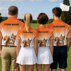 Custom Squirrel Golf Lover Orange Polo Shirt, Personalized Golf Polo Shirt With Dog