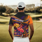 Halloween Flamingo Golf Polo Shirt Custom Witch Hat Full Moon Team Tournament Jersey