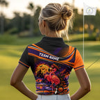 Halloween Flamingo Golf Polo Shirt Custom Witch Hat Full Moon Team Tournament Jersey