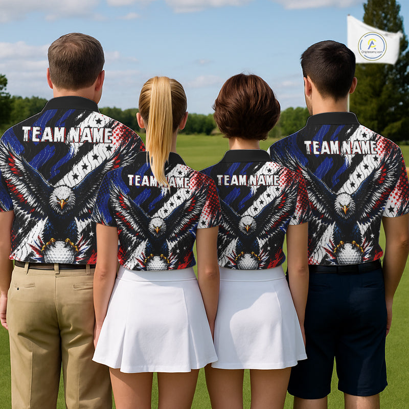 American Flag Eagle Golf Polo Shirts Custom Patriotic Eagle Golf Jersey