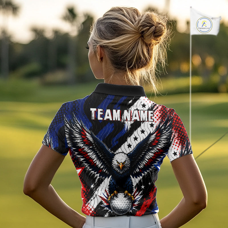 American Flag Eagle Golf Polo Shirts Custom Patriotic Eagle Golf Jersey