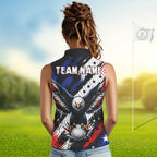 American Flag Eagle Sleeveless Golf Polo Shirts Custom Patriotic Eagle Golf Jersey