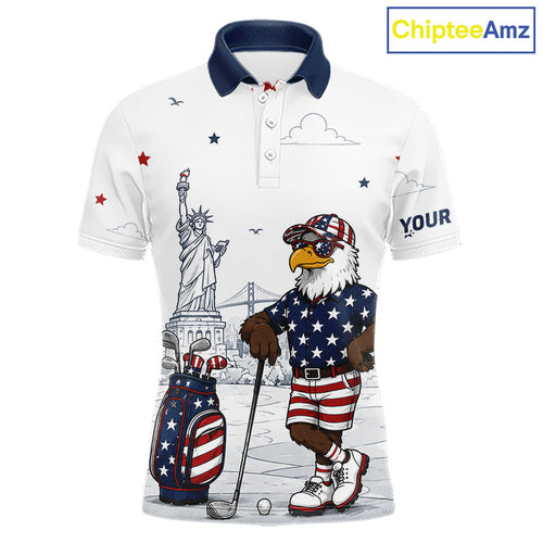 Custom Patriotic Golf Polo Shirt – American Eagle Golf Team Polo With Personalized Name