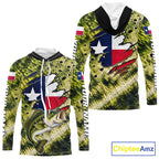 Largemouth Bass Fishing Shirt Custom Texas Flag Scale Pattern Long Sleeve Hooded Apparel