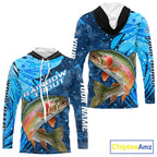 Rainbow Trout Fishing Shirts Hooded, Ice Fishing Shirts, Rainbow Trout Long Sleeve Fishing Gift