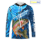 Rainbow Trout Fishing Shirts Hooded, Ice Fishing Shirts, Rainbow Trout Long Sleeve Fishing Gift