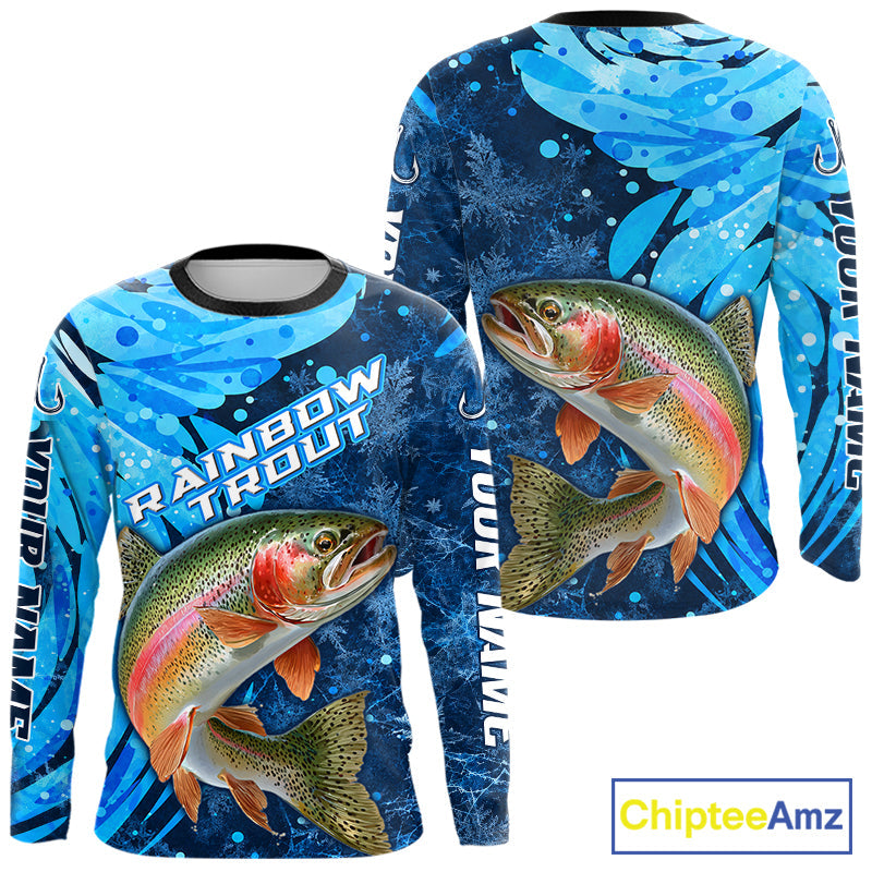 Rainbow Trout Fishing Shirt, Ice Fishing Shirt, Rainbow Trout Long Sleeve Fishing Gift