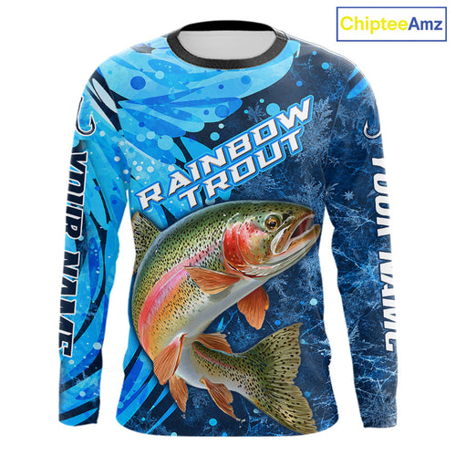 Rainbow Trout Fishing Shirt, Ice Fishing Shirt, Rainbow Trout Long Sleeve Fishing Gift