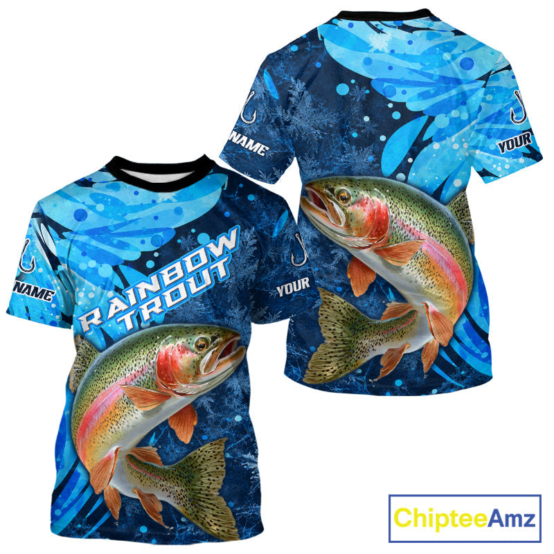 Rainbow Trout Fishing Shirts Short Sleeve, Ice Fishing Shirts Short Sleeve, Rainbow Trout Long Sleeve Fishing Gift