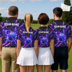 Personalized Purple Electric Lightning Golf Polo Shirt, Custom Golf Ball Polo Shirt