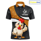 Funny Chicken Golf Polo Shirt Personalized Custom Name Rooster Golfer Polo