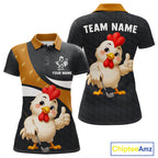 Funny Chicken Golf Polo Shirt Personalized Custom Name Rooster Golfer Polo