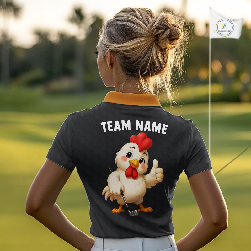 Funny Chicken Golf Polo Shirt Personalized Custom Name Rooster Golfer Polo
