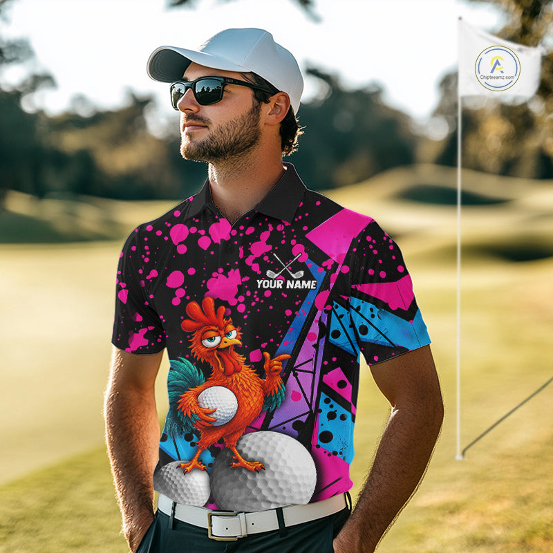 Personalized Rooster Golf Polo Shirt Funny Chicken Custom Team Name Golf Jersey