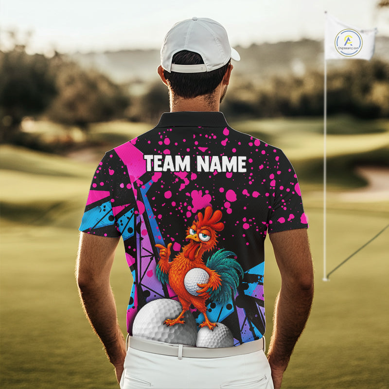 Personalized Rooster Golf Polo Shirt Funny Chicken Custom Team Name Golf Jersey
