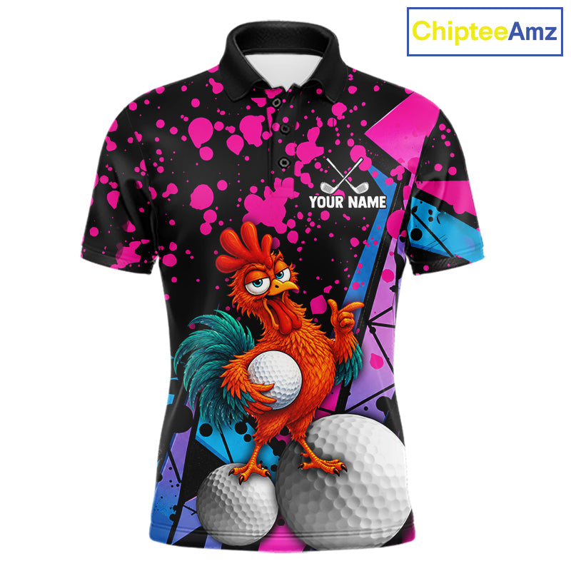Personalized Rooster Golf Polo Shirt Funny Chicken Custom Team Name Golf Jersey