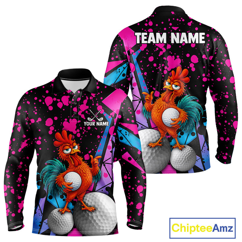 Personalized Rooster Golf Polo Shirt Funny Chicken Custom Team Name Golf Jersey