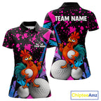 Personalized Rooster Golf Polo Shirt Funny Chicken Custom Team Name Golf Jersey