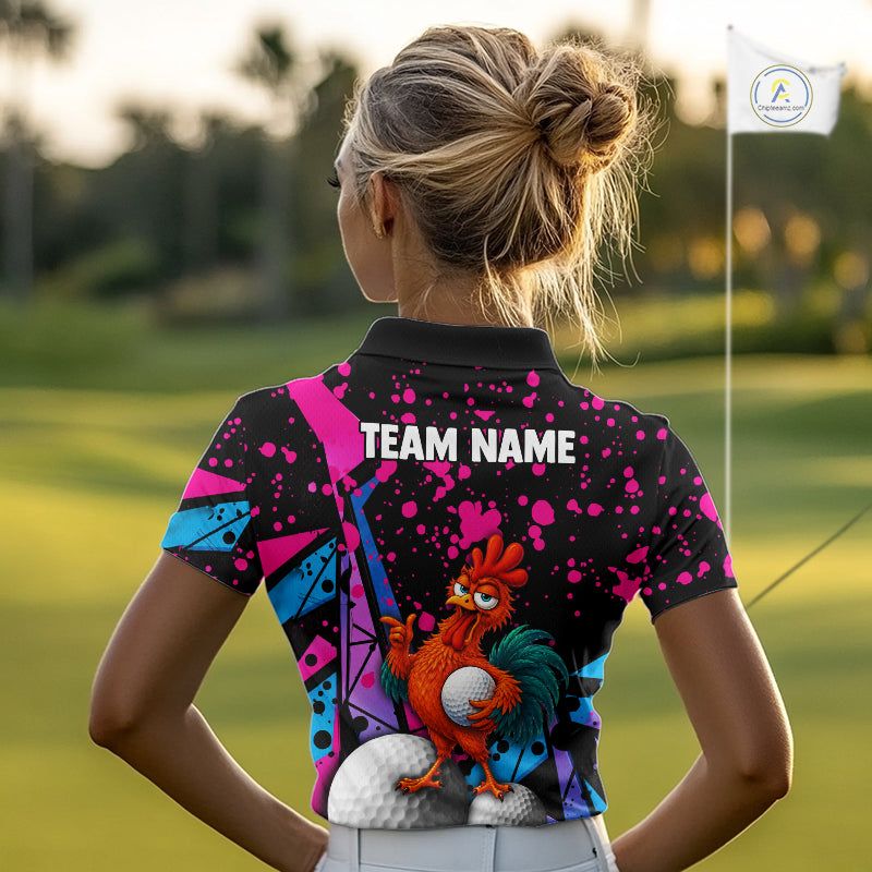 Personalized Rooster Golf Polo Shirt Funny Chicken Custom Team Name Golf Jersey
