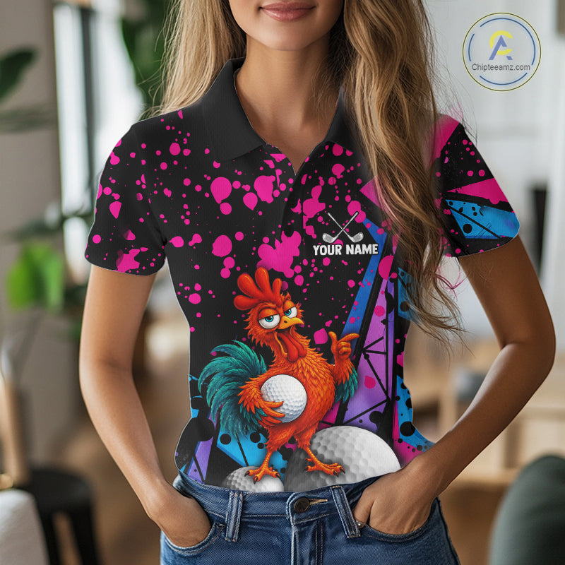 Personalized Rooster Golf Polo Shirt Funny Chicken Custom Team Name Golf Jersey