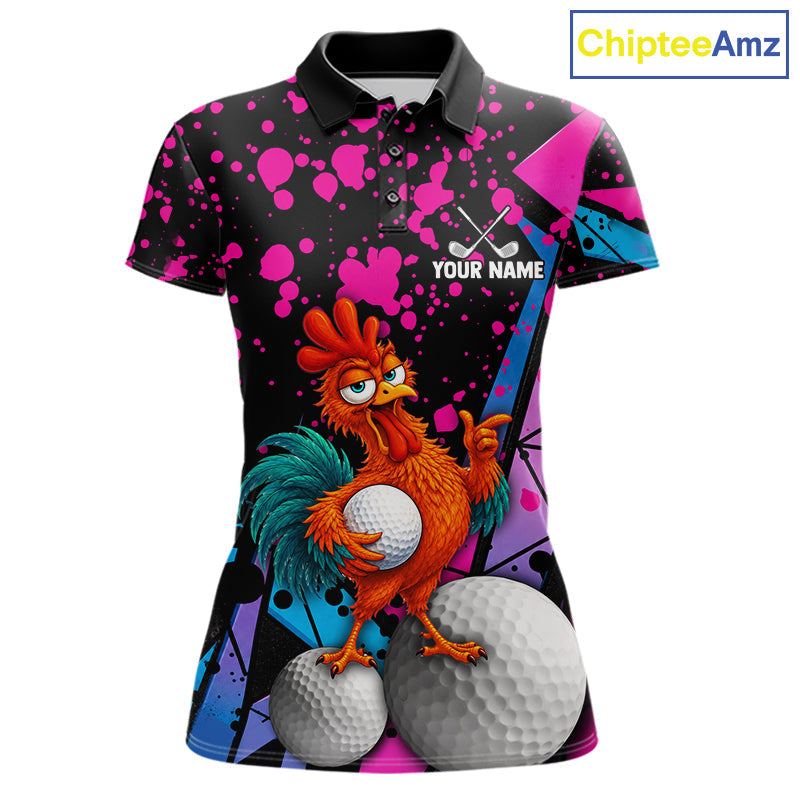 Personalized Rooster Golf Polo Shirt Funny Chicken Custom Team Name Golf Jersey