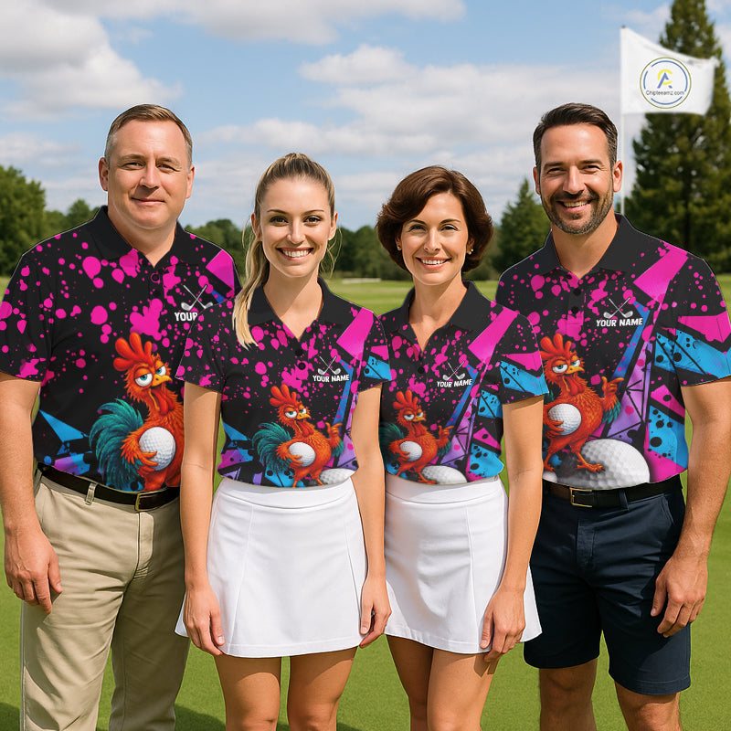 Personalized Rooster Golf Polo Shirt Funny Chicken Custom Team Name Golf Jersey
