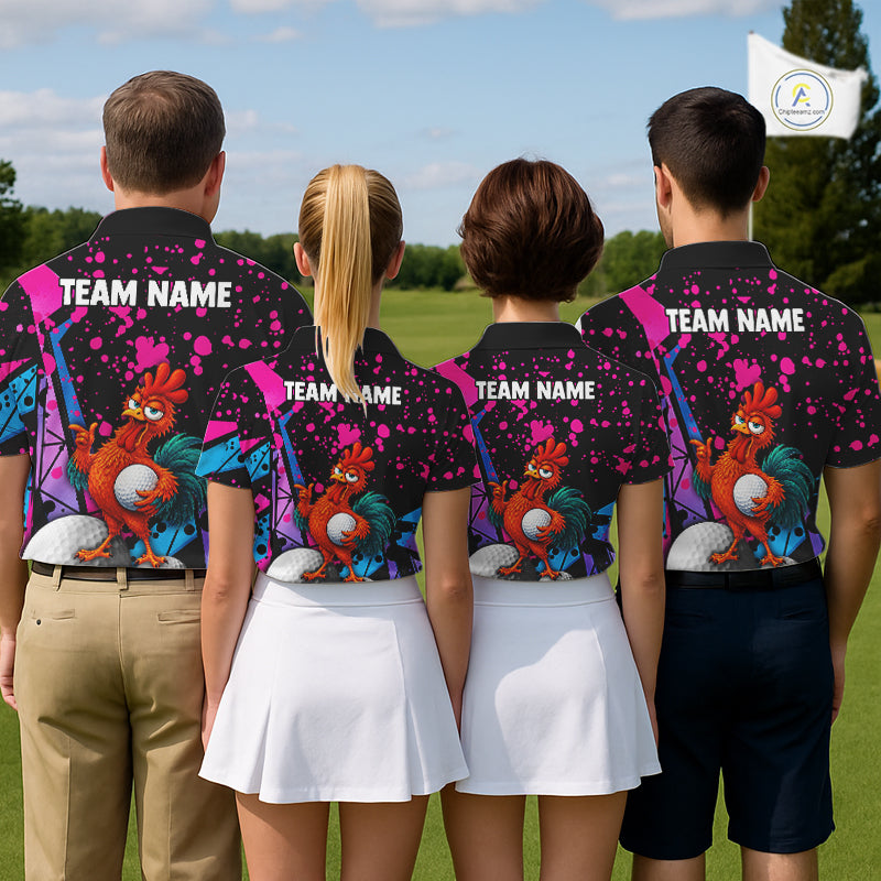 Personalized Rooster Golf Polo Shirt Funny Chicken Custom Team Name Golf Jersey