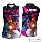 Personalized Rooster Sleeveless Golf Polo Shirt Funny Chicken Custom Team Name Golf Jersey