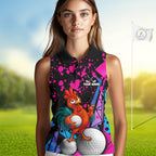 Personalized Rooster Sleeveless Golf Polo Shirt Funny Chicken Custom Team Name Golf Jersey