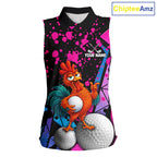 Personalized Rooster Sleeveless Golf Polo Shirt Funny Chicken Custom Team Name Golf Jersey