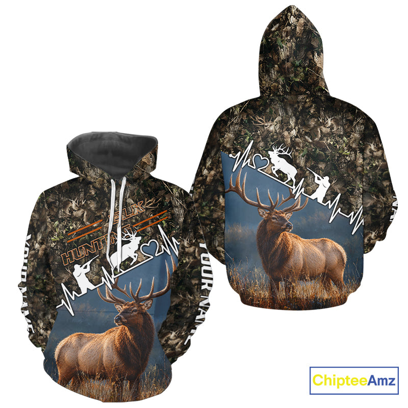 Timber Camouflage Elk Hunting Shirt Custom Hunter Gift Performance Apparel