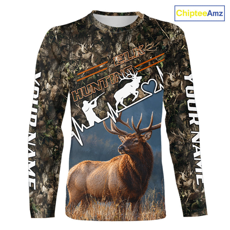Timber Camouflage Elk Hunting Shirt Custom Hunter Gift Performance Apparel