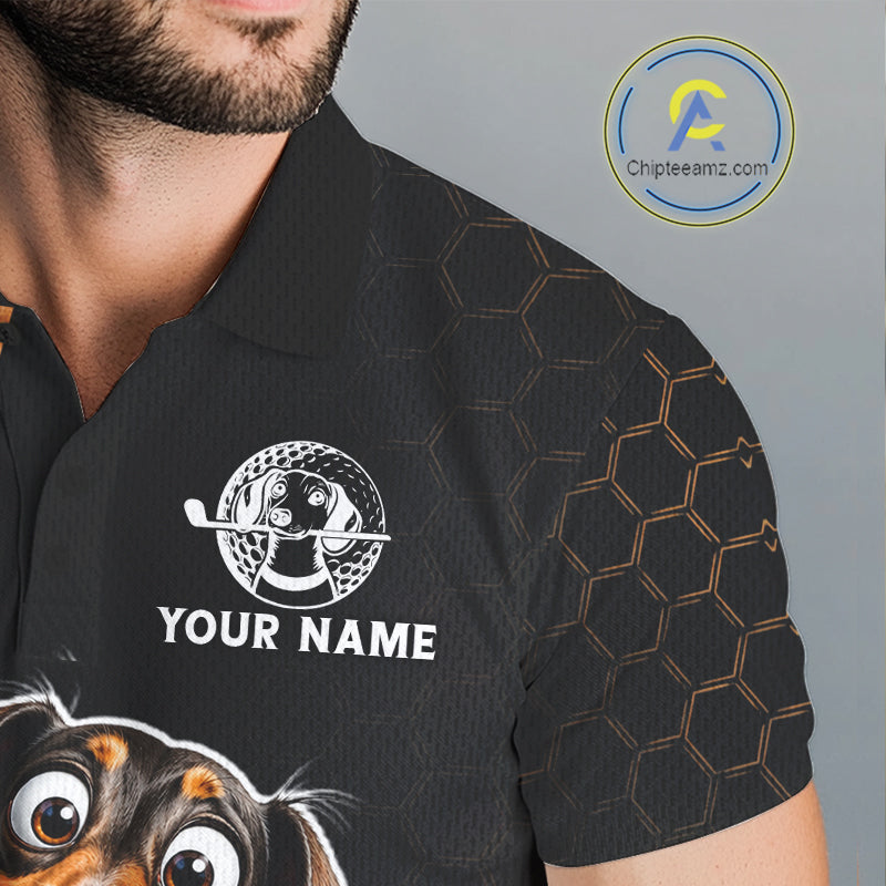 Personalized Dachshund Golf Polo Shirt, Funny Custom Name Dog Golf Shirt