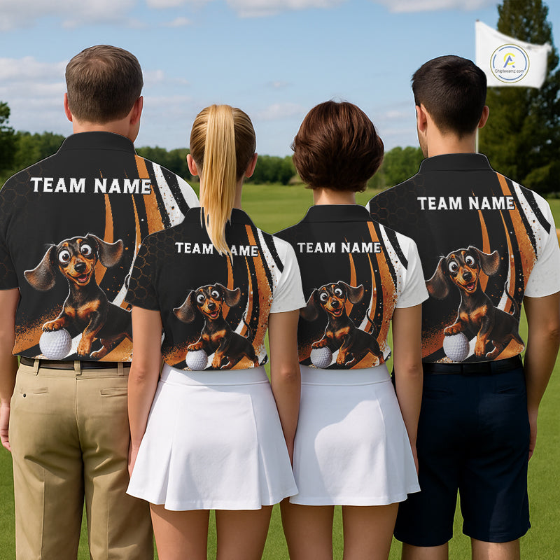 Personalized Dachshund Golf Polo Shirt, Funny Custom Name Dog Golf Shirt